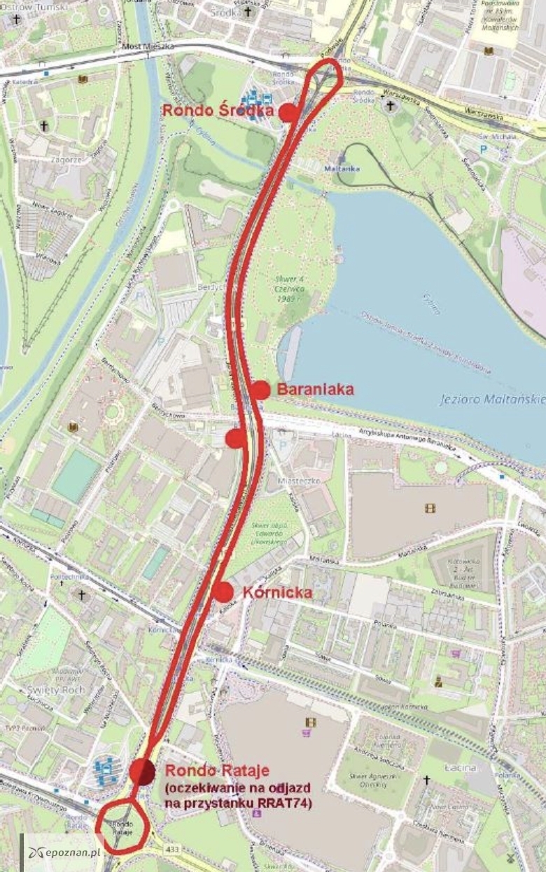Trasa autobusu za tramwaj | fot. MPK Poznań