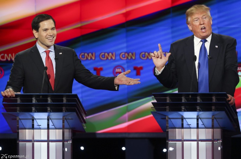 Marc Rubio i Donald Trump w trakcie czwartkowej debaty. | fot. GARY CORONADO/POOL/PAP/EPA