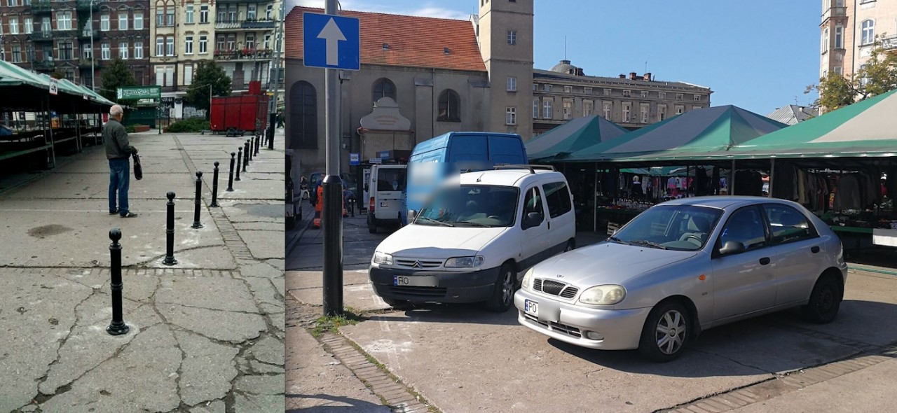 Rynek ze słupkami i bez słupków - już z zaparkowanymi autami | fot. Sery Grądzkie / Maciej Wudarski Facebook