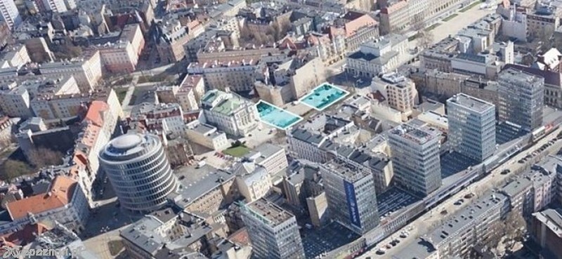 Na niebiesko zaznaczono działki, które miasto próbowało sprzedać w przeszłości