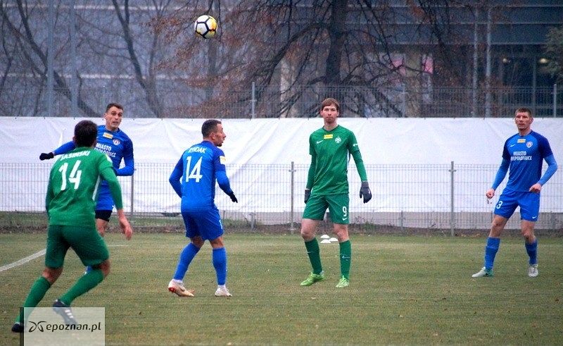 Spławski (nr 9) podczas meczu Warty z Puszczą Niepołomice