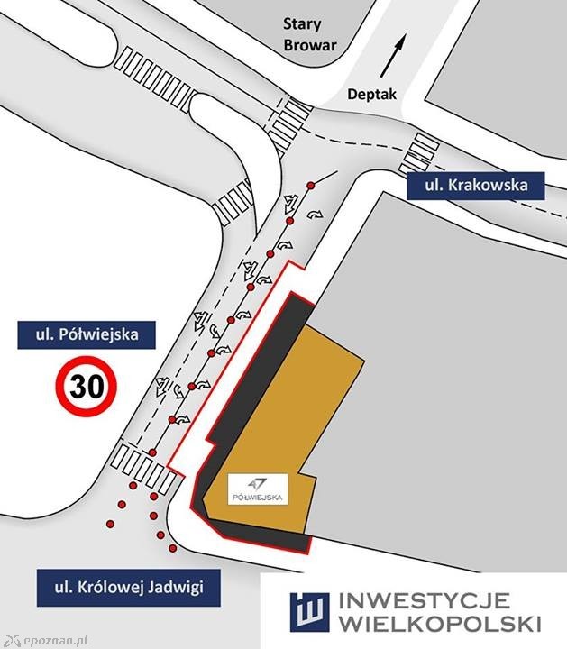 Utrudnienia w ruchu od 26 sierpnia na Półwiejskiej | fot. Inwestycje Wielkopolski