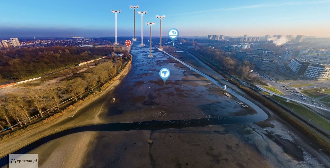 Na zdjęciach z lotu ptaka widać m.in. którędy płynie Cybina | fot. Pozdron.pl