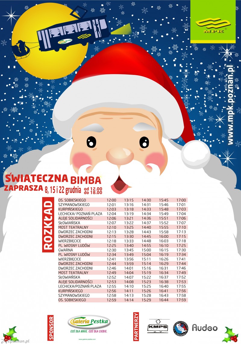 Rozkład jazdy świątecznej bimby | fot. MPK